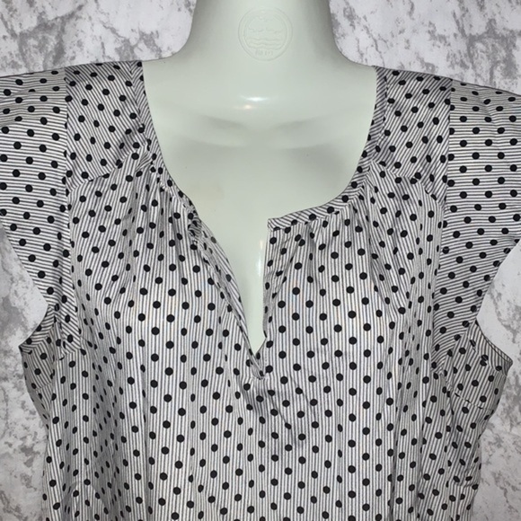 MOTHERHOOD MATERNITY SLEEVELESS CREAM WOTH GRAY PIN STRIPES BLACK POLKA DOTS MED - Picture 6 of 7